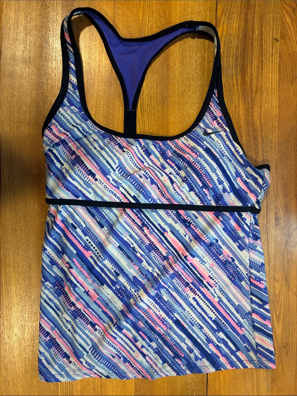 Nike Blue and Pink Patterned Women's Swim Tank